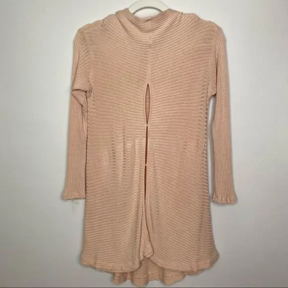 FREE PEOPLE We The Free Peach Pink Ribbed Mockneck Knit Sweater Dress - Size XS - Picture 6 of 7